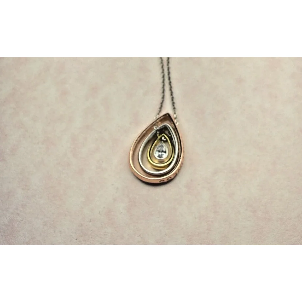 J. Rosee 925 Gold Over Sterling Teardrop Necklace Dream Love Happiness 16 in